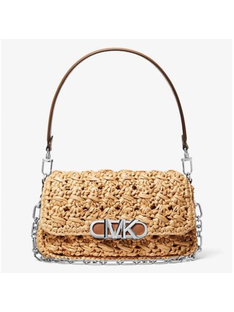 Other Designers Michael Michael Kors Parker Medium Woven Raffia Shoulder Bag