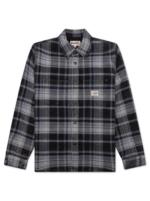 HEAVY WASHED PLAID SHIRT - BLUE