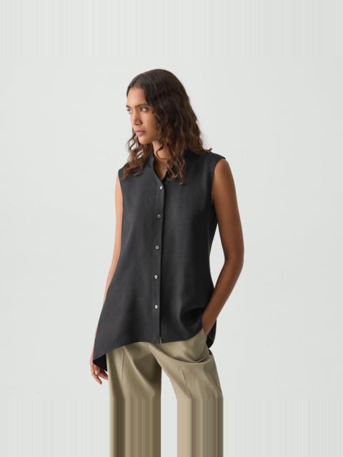 Theory Sleeveless Asymmetrical Shirt in Linen-Viscose