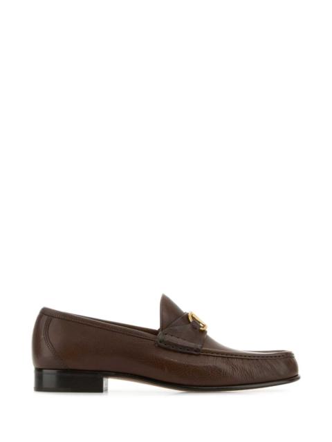 Valentino Valentino Garavani Men Brown Leather Vlogo Loafers