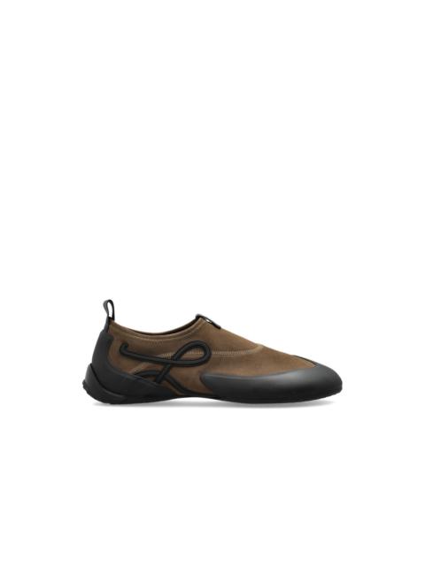 Loewe LOEWE Grip Aqua Stretch Suede Brownish Green/Black Sneakers
