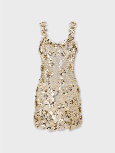 rabanne MINI DRESS IN BI-COLOR ASSEMBLAGE WITH FLOWER DETAILS