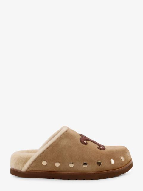 CELINE Celine Leather Sabot Sandal With Triomphe Logo