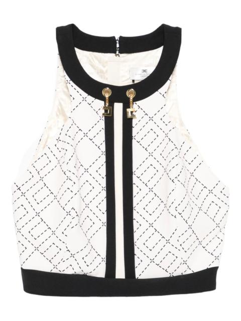ELISABETTA FRANCHI Elisabetta Franchi Monogram-pattern Halterneck Top