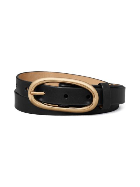 TORY BURCH Tory Burch Large Pierced Leather Buckle Belt in Black/Gold at Nordstrom