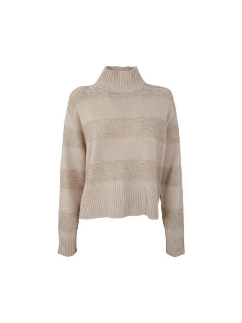 Brunello Cucinelli Brunello Cucinelli Women's Beige Wool Silk Blend Turtleneck Sweater