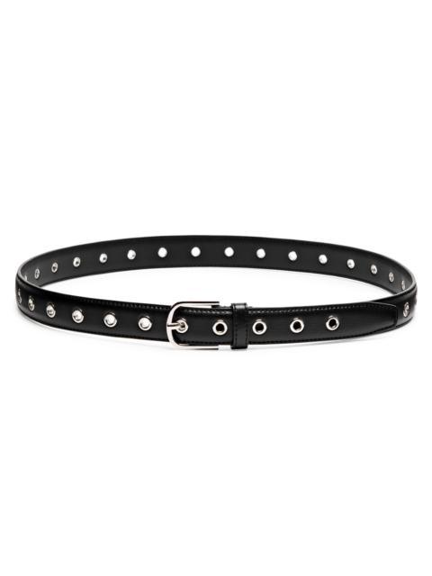 Eyelet-embellished leather belt