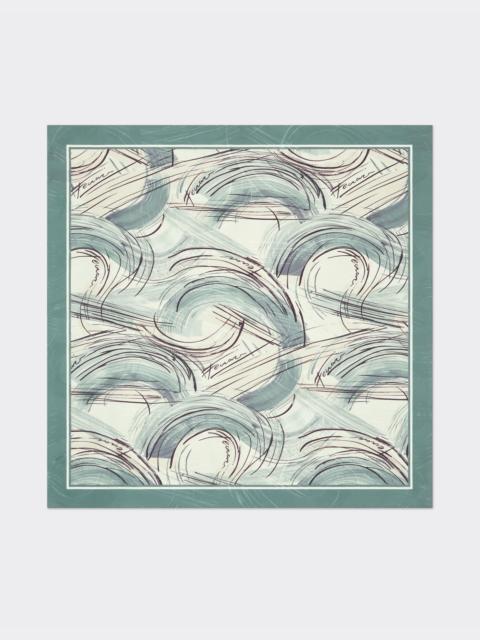 Ferrari Jacquard silk foulard with brushed print