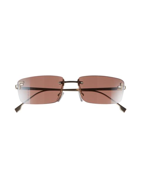 FENDI Fendi First Rimless Rectangular Sunglasses in Gold /Brown Mirror at Nordstrom