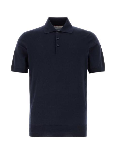 Brunello Cucinelli Brunello Cucinelli Men Navy Blue Cotton Polo Shirt