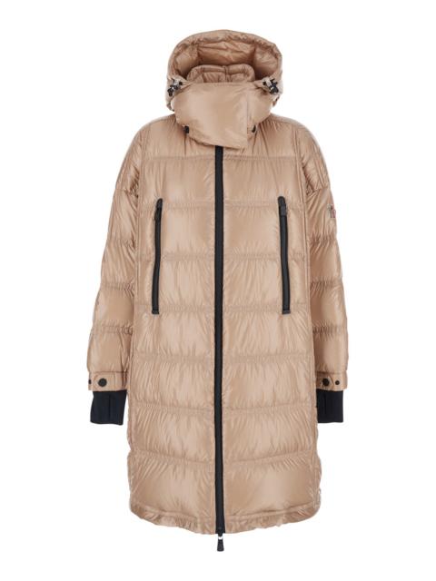 Moncler Grenoble Moncler Grenoble Women 'Rochelairs' Beige Down Jacket With Drawstring Hood And Logo Patch On The Sle
