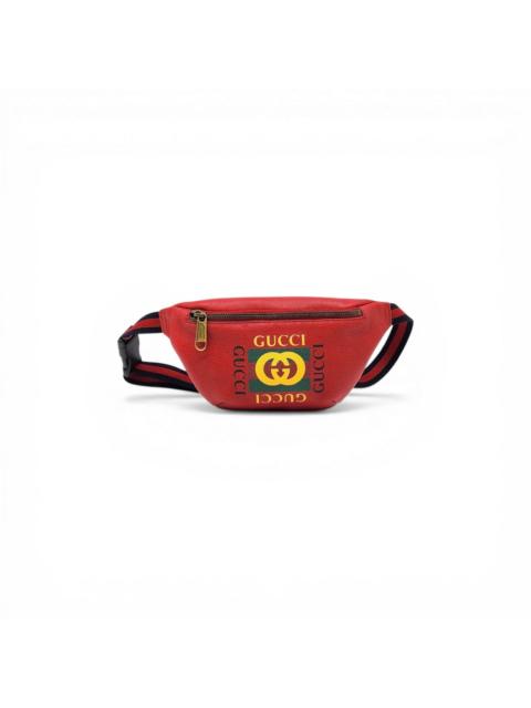 GUCCI Logo Belt Bag Red Leather Waist Bag Crossbody 527792 204991