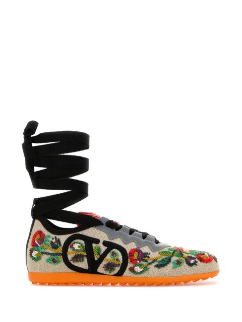 Valentino Embellished canvas Chromathon sneakers