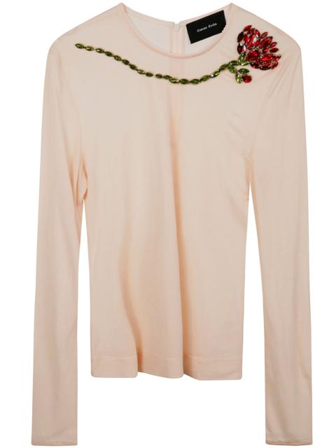 Simone Rocha Women Sheer Fitted Ballet Mesh Top With Embroidered