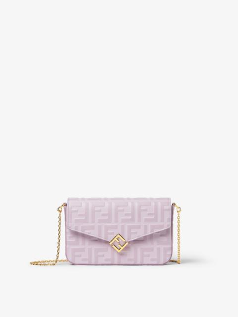 FENDI FF Diamonds Wallet On Chain Anemone purple FF leather wallet