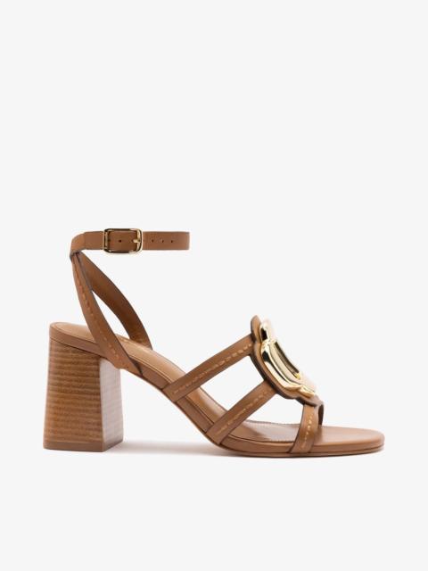 Larroudé Margherita Block Sandal Caramel Leather