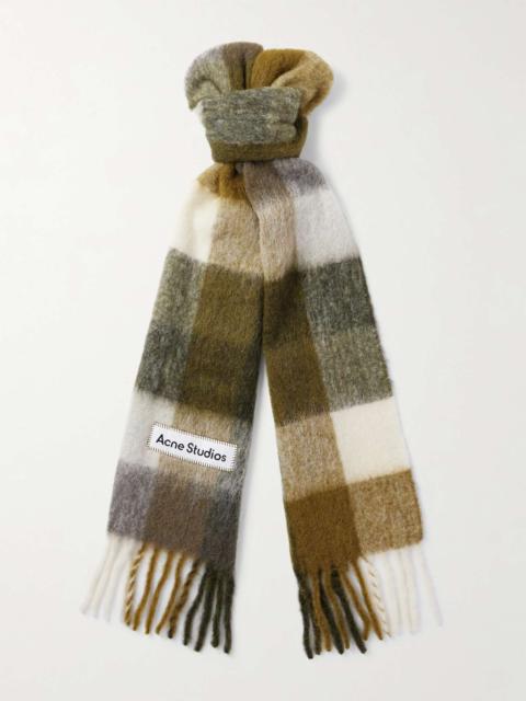 Vally Fringed Checked Knitted Scarf