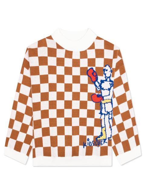 KidSuper CHECKERED SWEATER - BURNT ORANGE