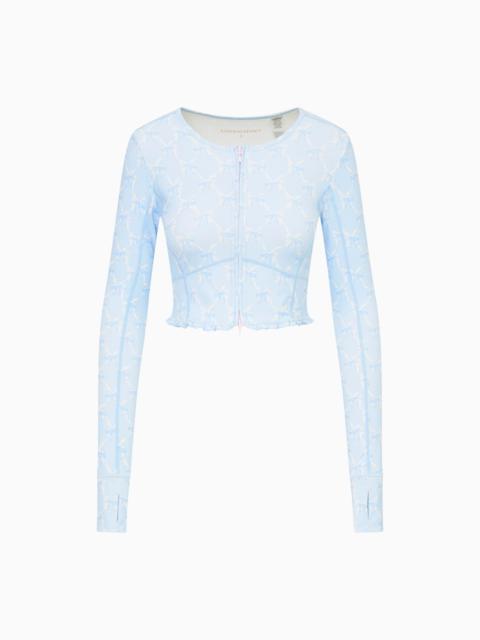 LoveShackFancy Laudie Bow Print Active Zip-Up