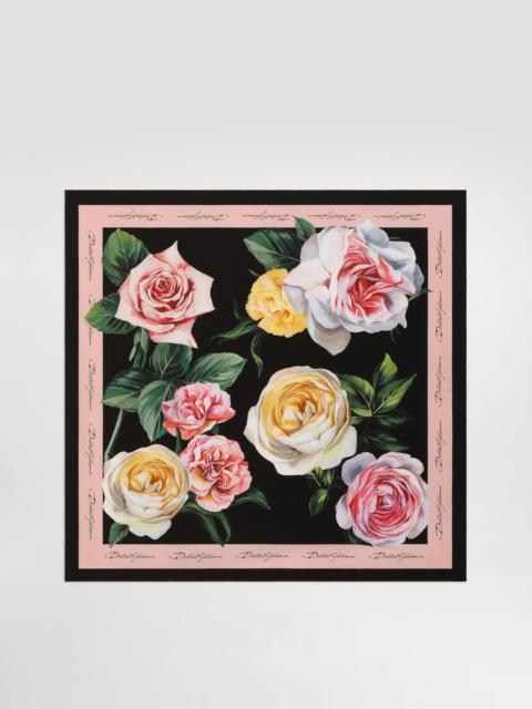 Dolce & Gabbana Rose and peony-print silk twill foulard (70x70)