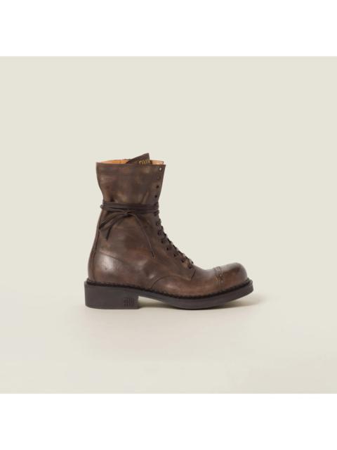 Miu Miu Miu Miu Leather Lace Up Ankle Boots