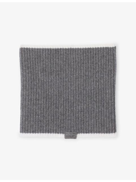 Sandro Contrast-Trim Ribbed-Knit Wool Neck Warmer