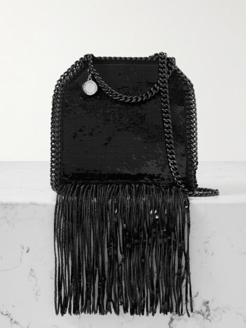Stella McCartney Falabella Tiny Fringed Sequined Canvas Shoulder Bag