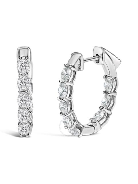 Haus Of Brilliance - Haus of Brilliance 14K White Gold 2 3/4 Cttw Oval Cut Lab Grown Diamond Inside Out Hoop Earrings