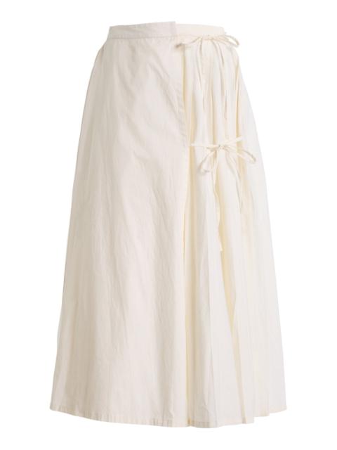 MARLIES GRACE Lou Lou Pleated Cotton Midi Skirt white