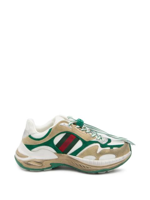 GUCCI Gucci Drawstring Stripe Leather Sneakers