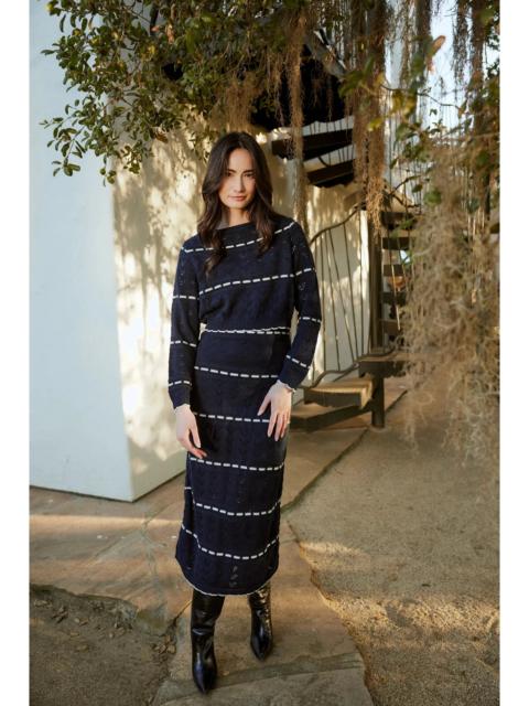 Cleobella SKYLAR MIDI DRESS | DARK BLUE/IVORY