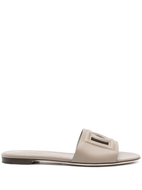 Dolce & Gabbana Dolce & Gabbana Women Dg Logo Leather Flat Sandals