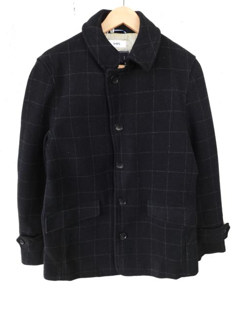 Other Designers Ships Jet Blue - Ships jacket plaid wool overcoat