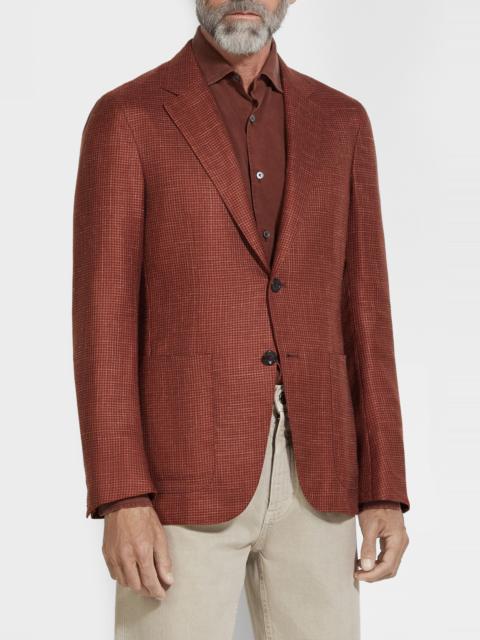 ZEGNA ZEGNA Houndstoot Cashmere, Silk & Linen Cardigan Jacket in Brown at Nordstrom