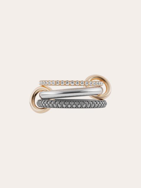 Spinelli Kilcollin Scorpio 18K Gold Sterling Silver and Multi-Diamond Linked Rings