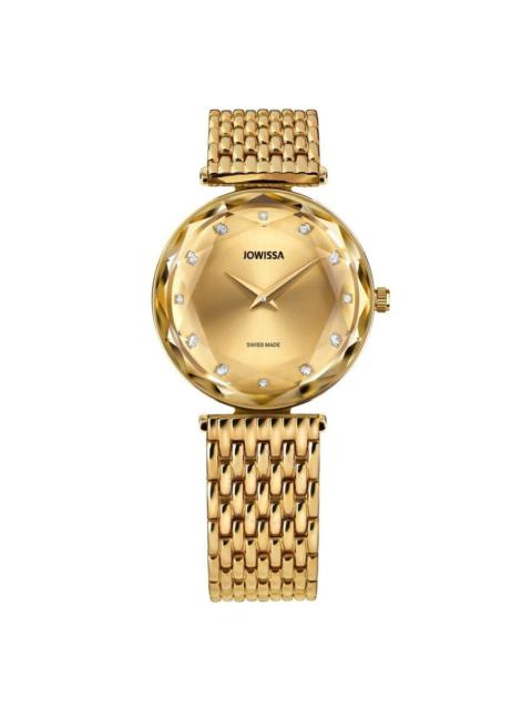Jowissa - Jowissa Facet Brilliant Quartz Crystal Gold Dial Ladies Watch J5.757.M