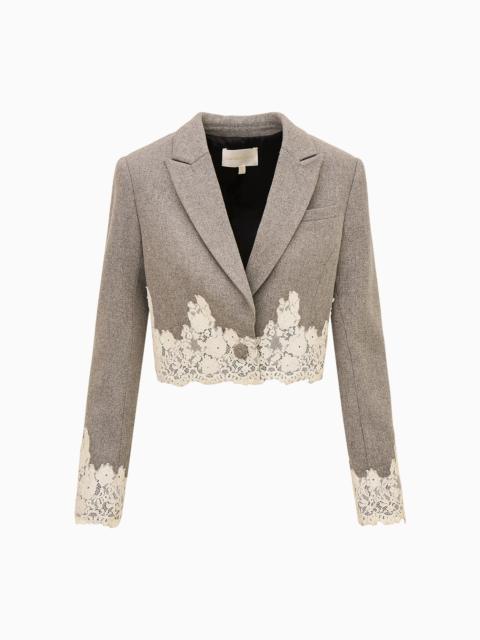 LoveShackFancy Icarus Cropped Lace-Trimmed Blazer