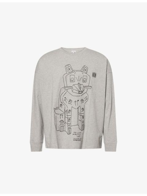 Loewe LOEWE x Louis Wain Cat Long-Sleeves Cotton-Jersey T-Shirt