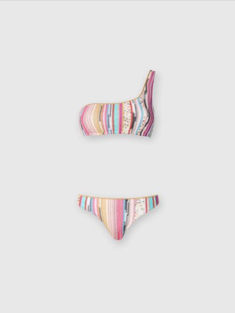 Missoni One-shoulder bikini in lamé slub viscose