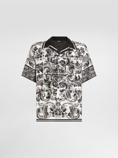 Dolce & Gabbana Printed silk and cotton denim shirt
