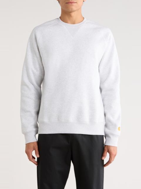 Carhartt Carhartt Work In Progress Chase Crewneck Sweatshirt in Ash Heather /Gold at Nordstrom