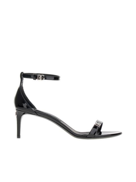 Dolce & Gabbana PATENT LEATHER SANDALS WITH LOGO DETAILS