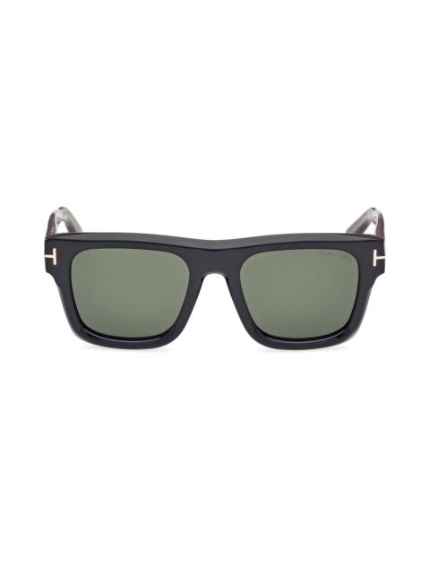 TOM FORD TOM FORD Icon 53mm Square Sunglasses in Shiny Black /Green at Nordstrom
