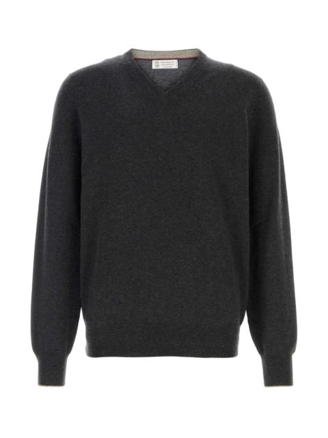 Brunello Cucinelli Brunello Cucinelli Men Charcoal Cashmere Sweater