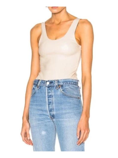 SPRWMN OFF WHITE LEATHER BODYSUIT