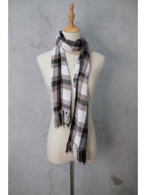 Japanese Brand - Deadstock Cozy Brown White Checked Scarf OS Unisex