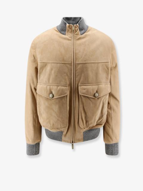 Brunello Cucinelli Brunello Cucinelli Padded Suede Jacket Beige