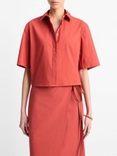 Vince Vince Oversize Crop Cotton Shirt in Brick Rose at Nordstrom