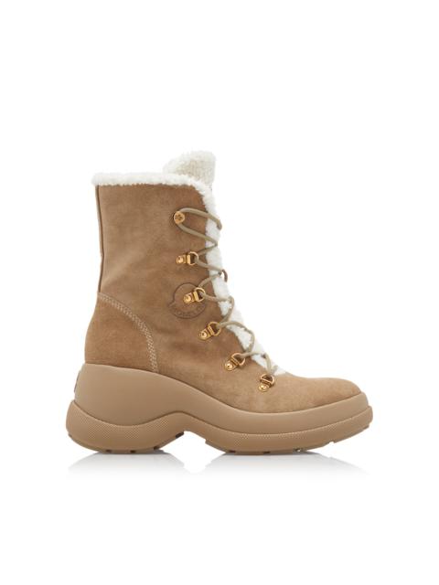 Moncler Resile Trek Sherpa-Lined Suede Ankle Boots tan
