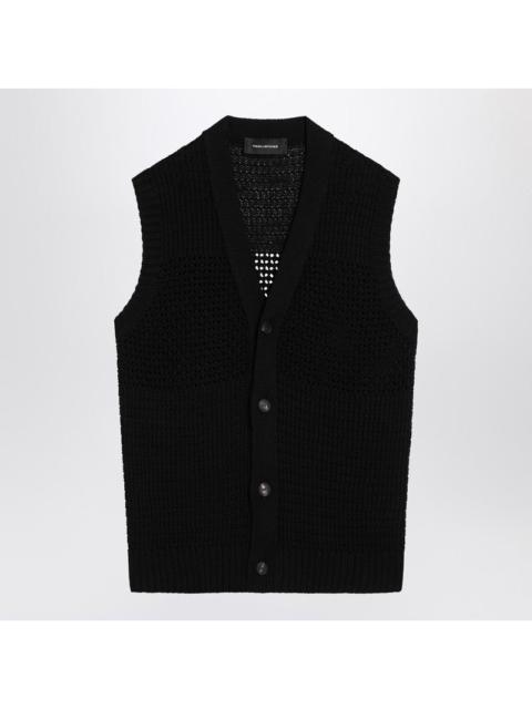 Tagliatore - Tagliatore Black perforated cotton vest